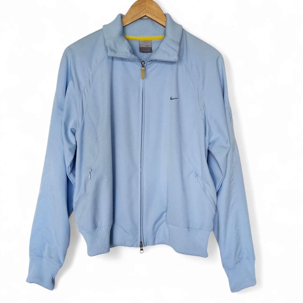 Nike Full-Zip Jacket Size XL Light Blue Chest Swoop Preppy Athletic Athleisure‎